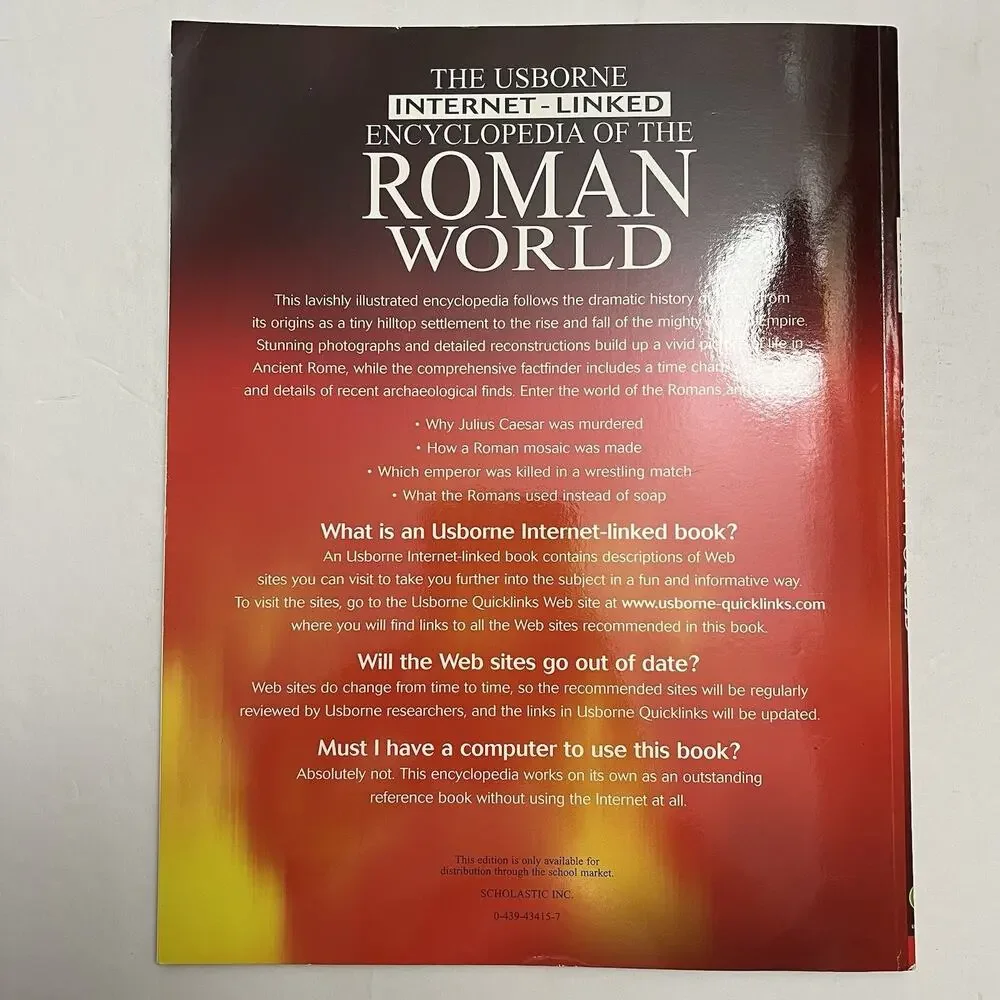 Usborne Internet Linked Encyclopedia Of The Roman World Paperback Book History